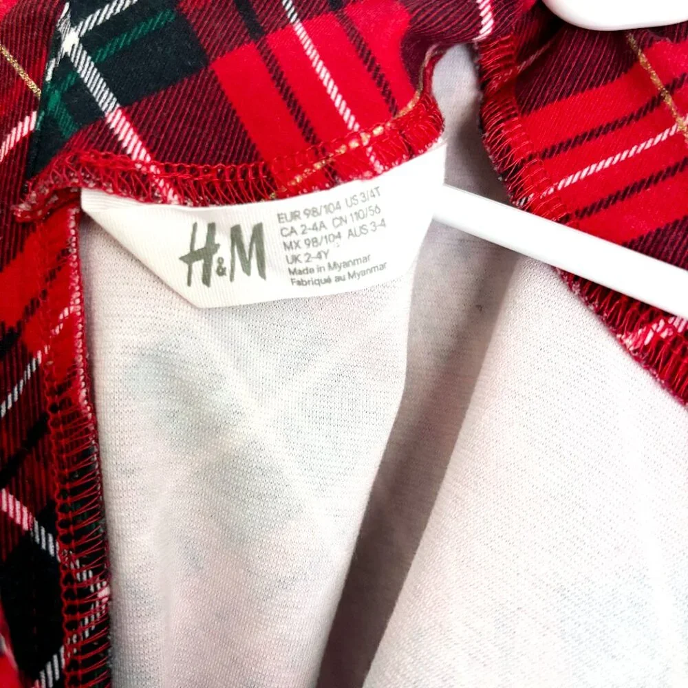 H&M Long Sleeved Tartan Dress w/ Pockets, 2-4y